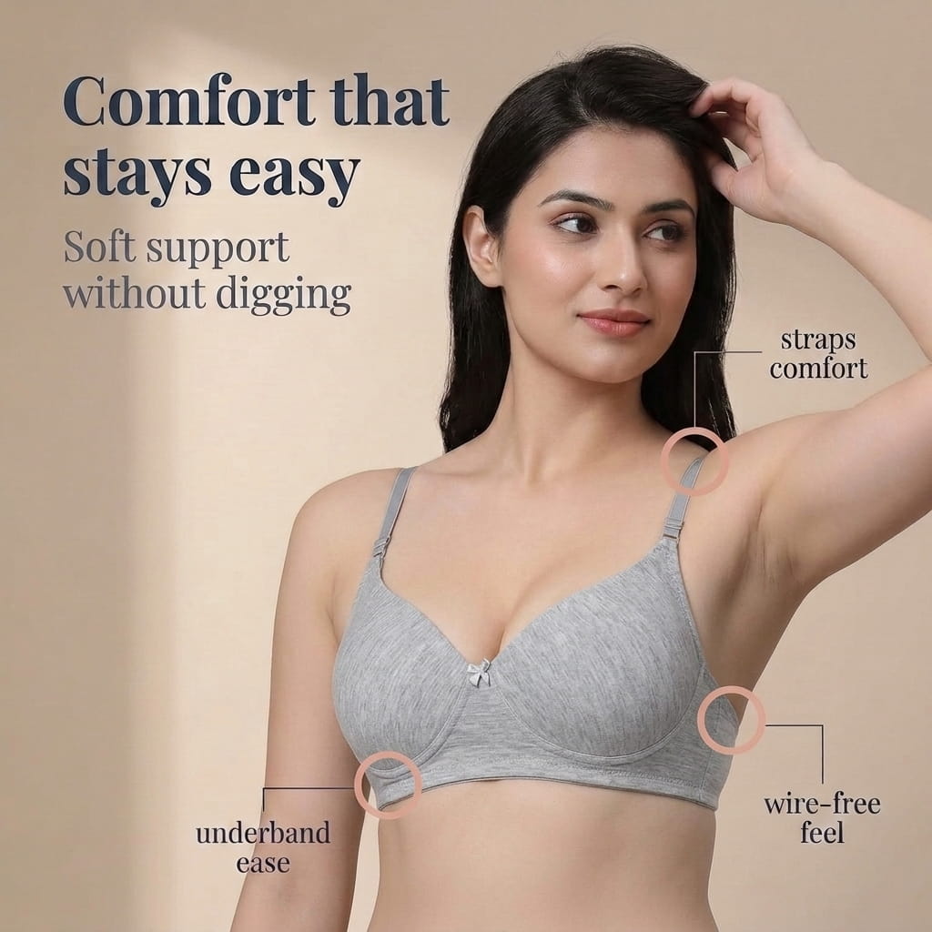 Padded Bra with Detachable Straps - Medium Coverage, B Cup