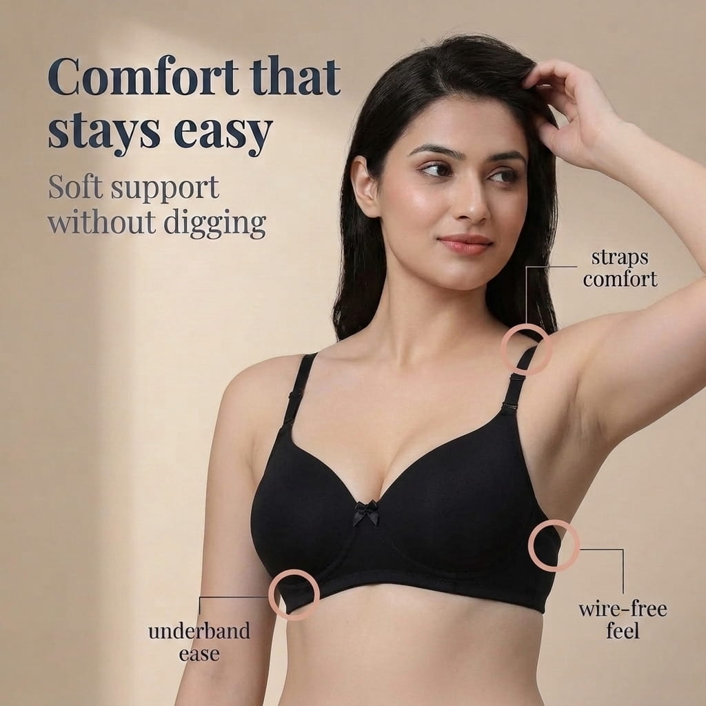 Padded Bra with Detachable Straps - Medium Coverage, B Cup