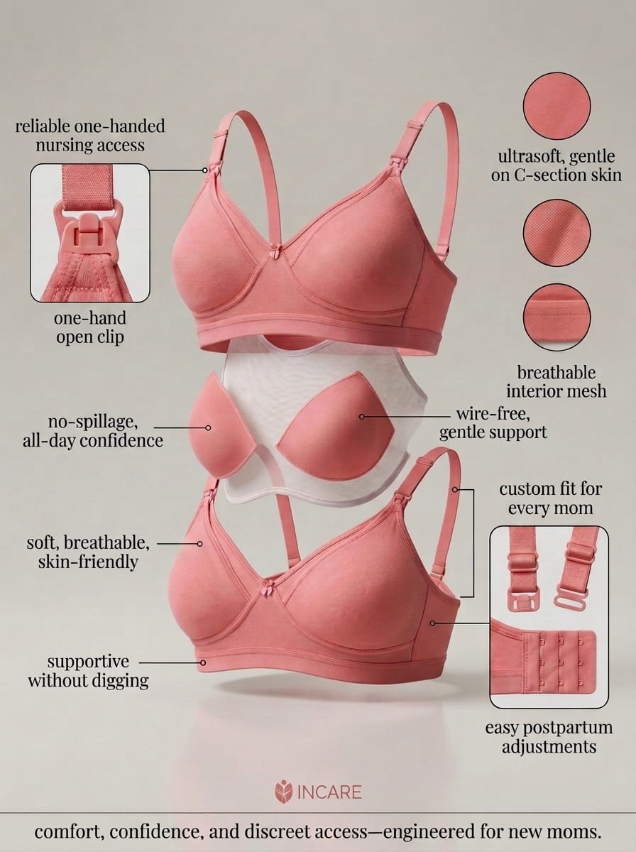 Non-Padded Non-Wired Maternity Nursing Bra - Zoey, D Cup