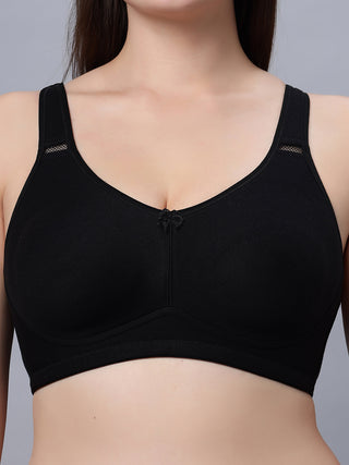 Non padded full coverage Black and Skin Color Bra (Pack of 2)