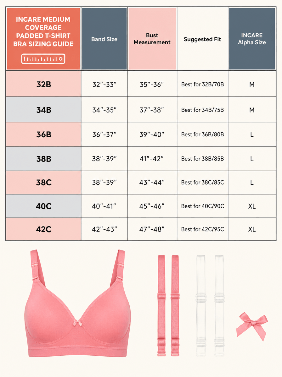 Medium Coverage Padded T-Shirt Bra - B Cup, 6 Colours
