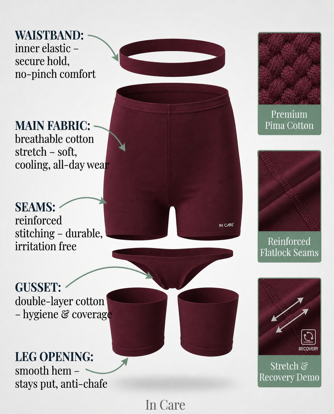 Cotton High Rise Boyshorts with Soft Elastic Waistband | Full Coverage