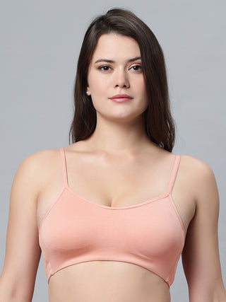 Non-Padded Full Coverage Black and Peach Color Sports bra (Pack of 2)