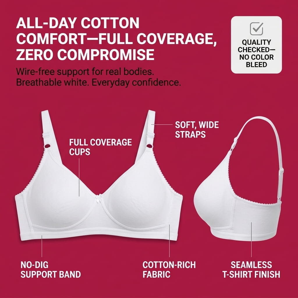 Plus Size Full Coverage Non-Padded Bra -E Cup (36E-46E)