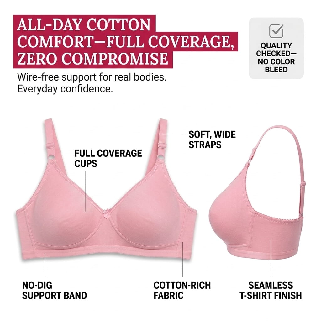 Plus Size Full Coverage Non-Padded Bra -E Cup (36E-46E)