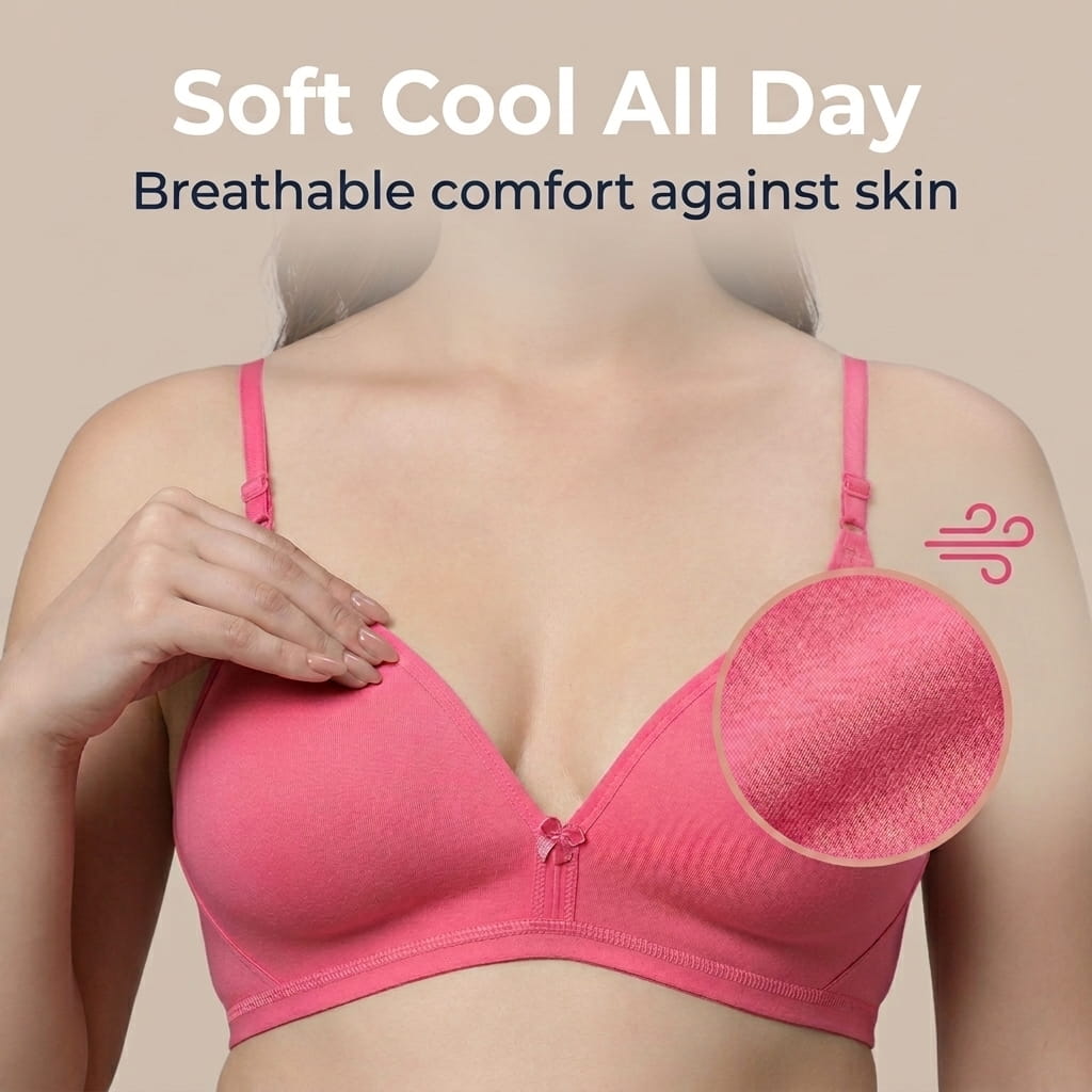 Half Coverage Non-Padded T-Shirt Bra | Deep Neck Seamless B Cup | In Care