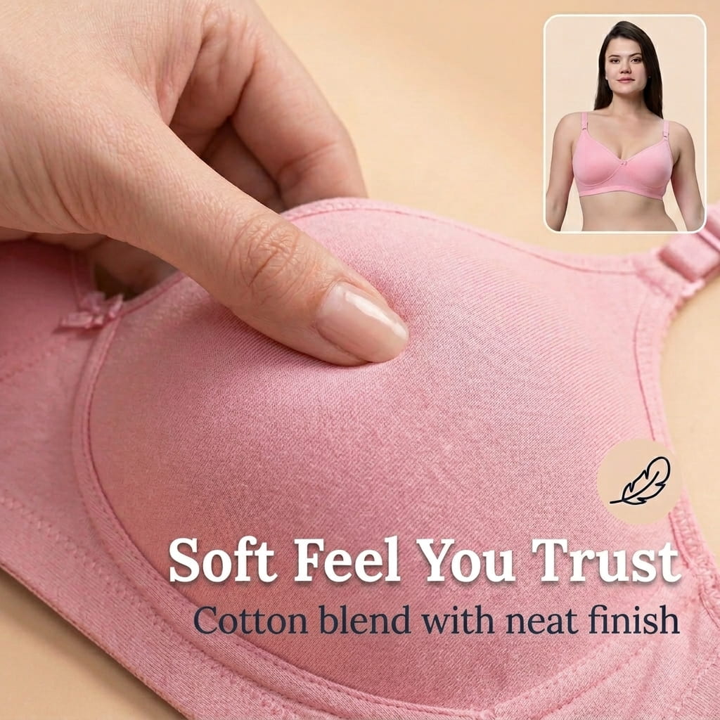 Non-Padded Full Coverage Cotton Bra for Women – Wire Free, Moulded Cups (Suhana)