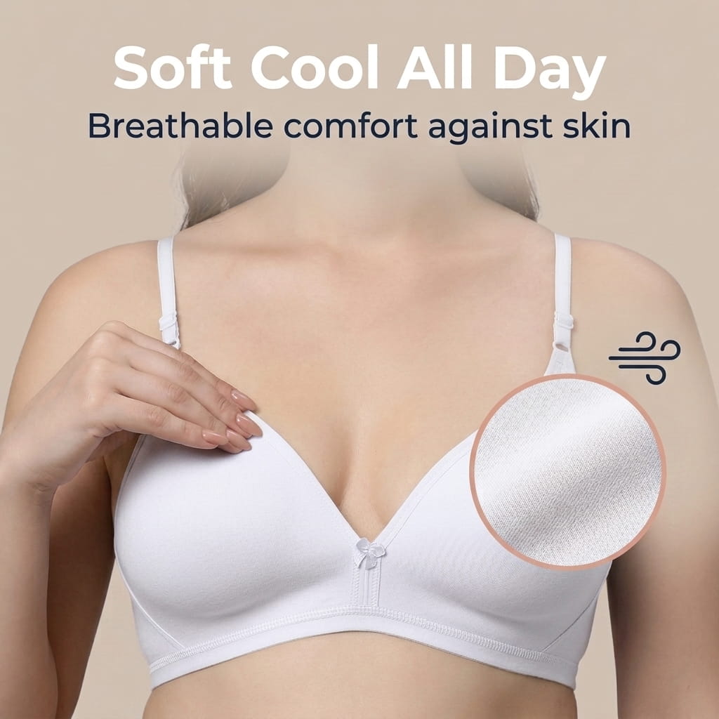 Half Coverage Non-Padded T-Shirt Bra | Deep Neck Seamless B Cup | In Care