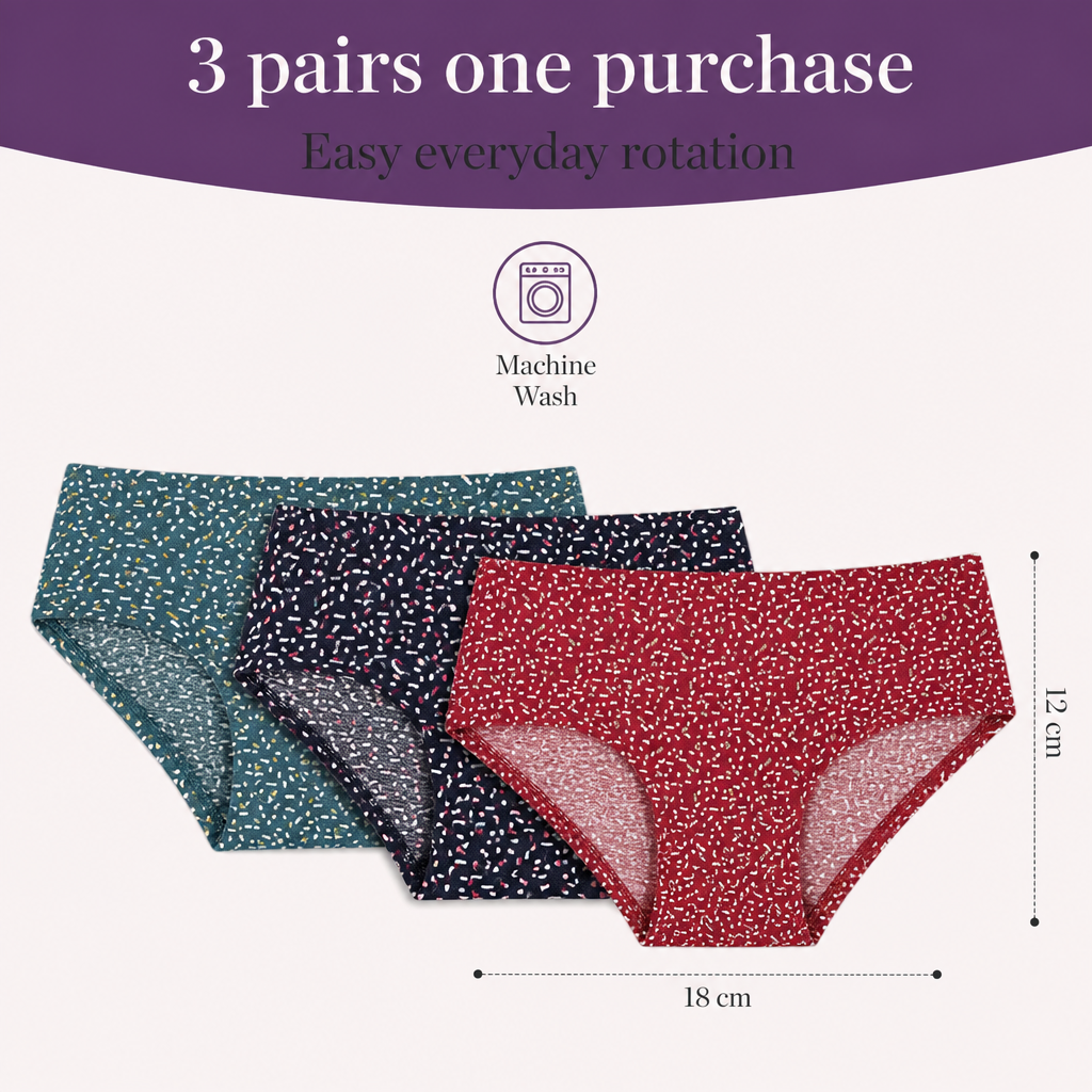 Printed Mid Rise Hipster Panties Pack of 3 - Print Set 3