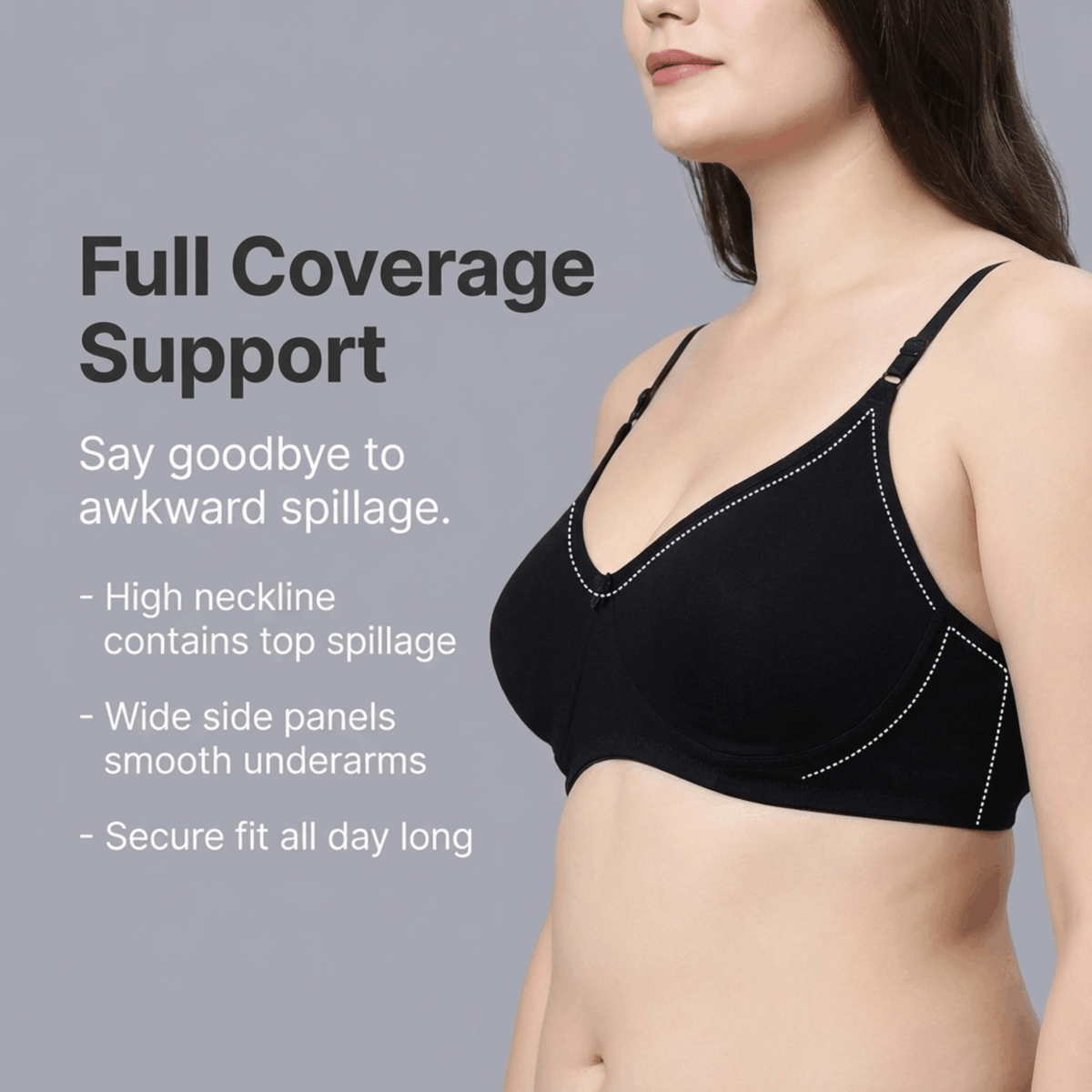 Non-Padded Full Coverage Bra for Women – Wire Free, Moulded Cups (Soha)