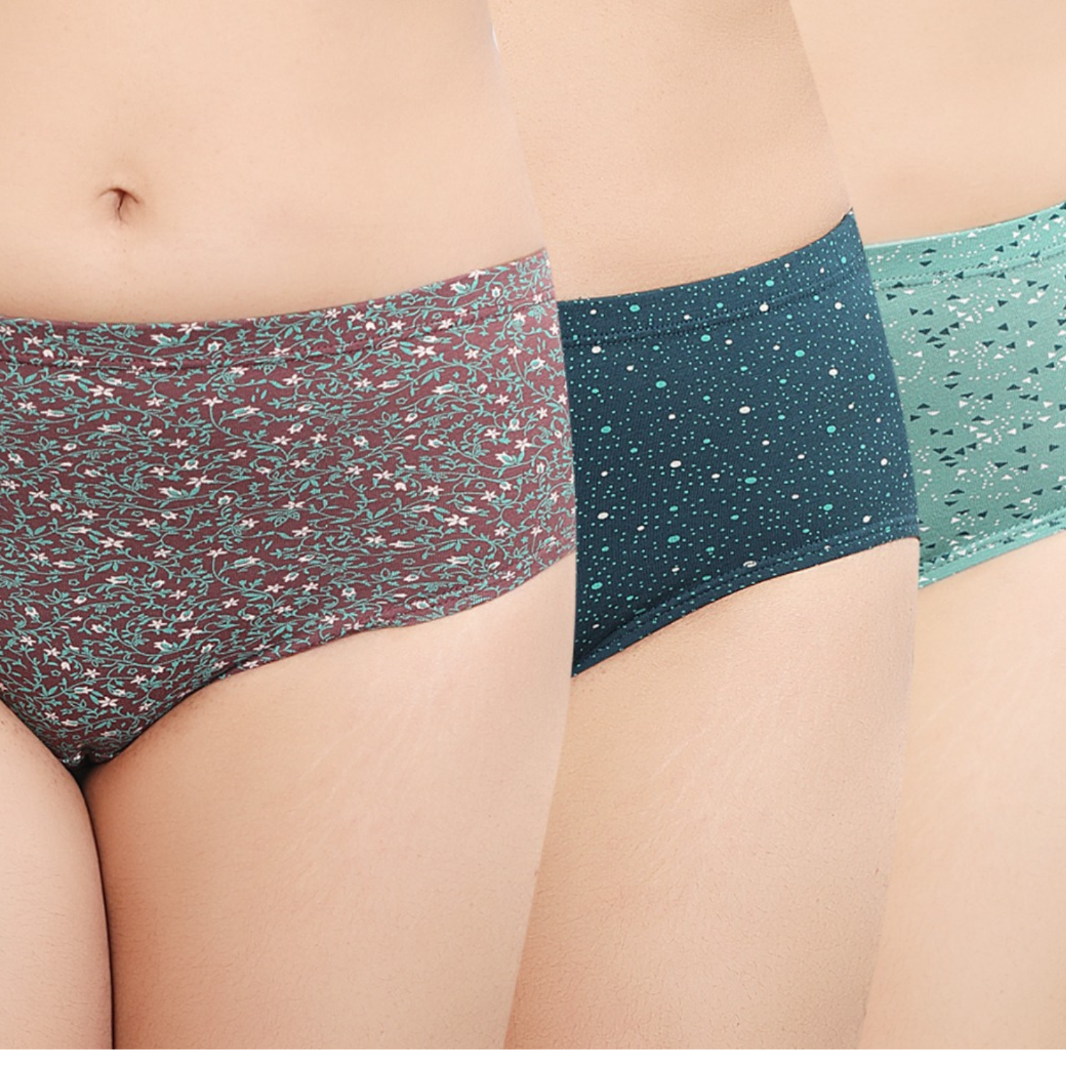 In Care Printed Inner Elastic Hipster Panty Assorted Cotton Combo (INCOMBO-05)