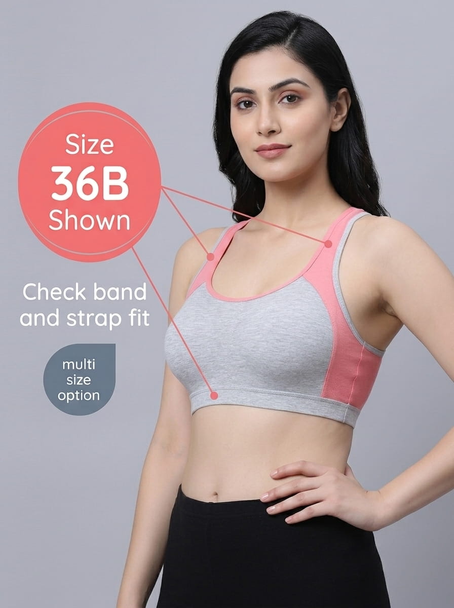 Padded Sports Bra with Removable Cups & Adjustable Straps