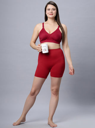 Full Coverage Non Padded Red and White color T shirt bra (Pack of 2)