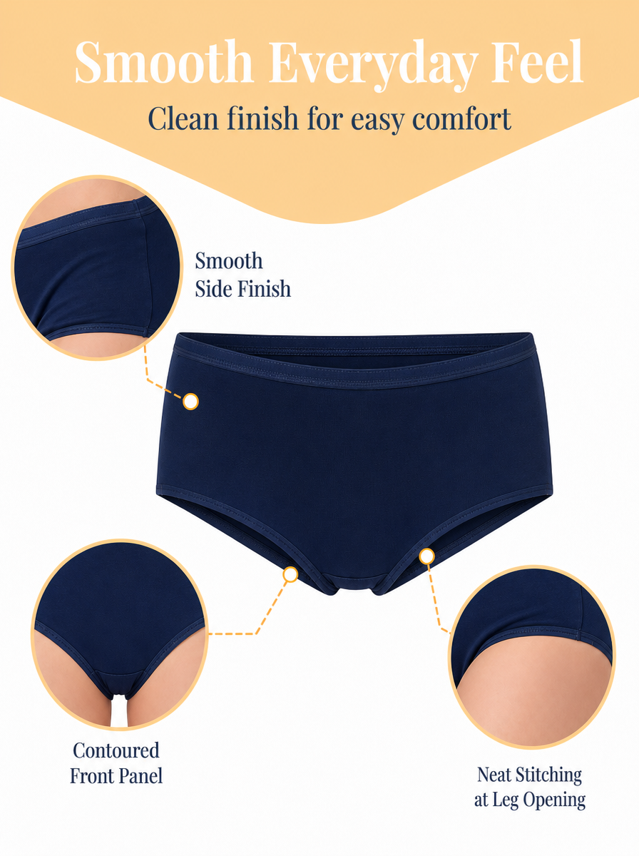 Cotton Hipster Panties Pack of 3 – Outer Elastic, Full Coverage | In Care