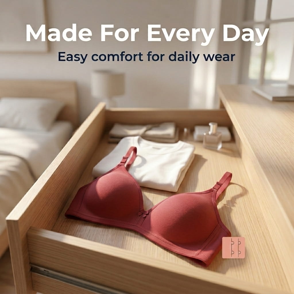 Half Coverage Non-Padded T-Shirt Bra | Deep Neck Seamless B Cup | In Care