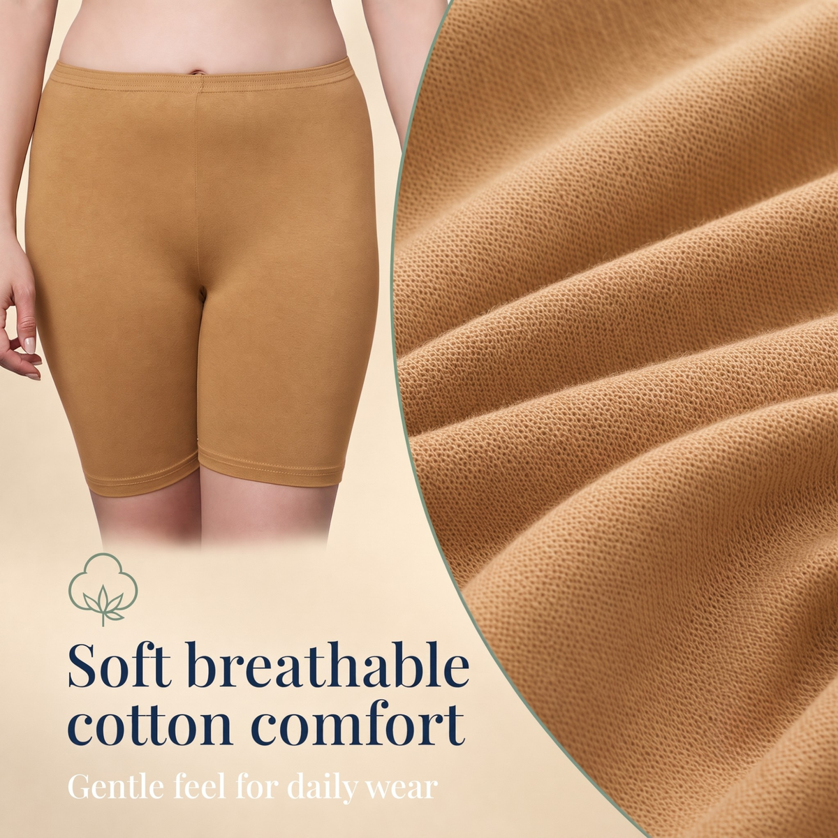 Cotton High Rise Boyshorts with Soft Elastic Waistband | Full Coverage
