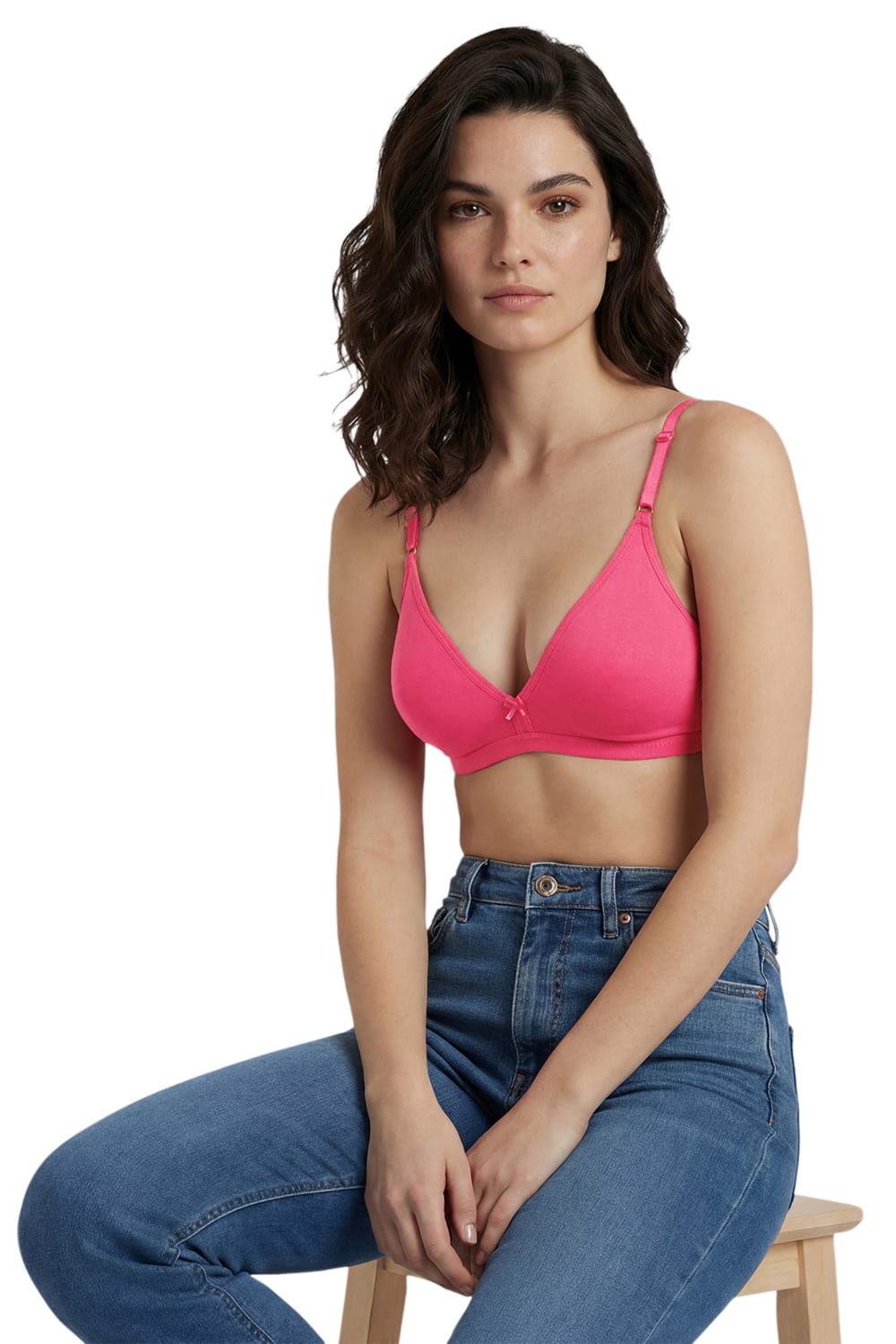 Half Coverage Non-Padded T-Shirt Bra | Deep Neck Seamless B Cup | In Care