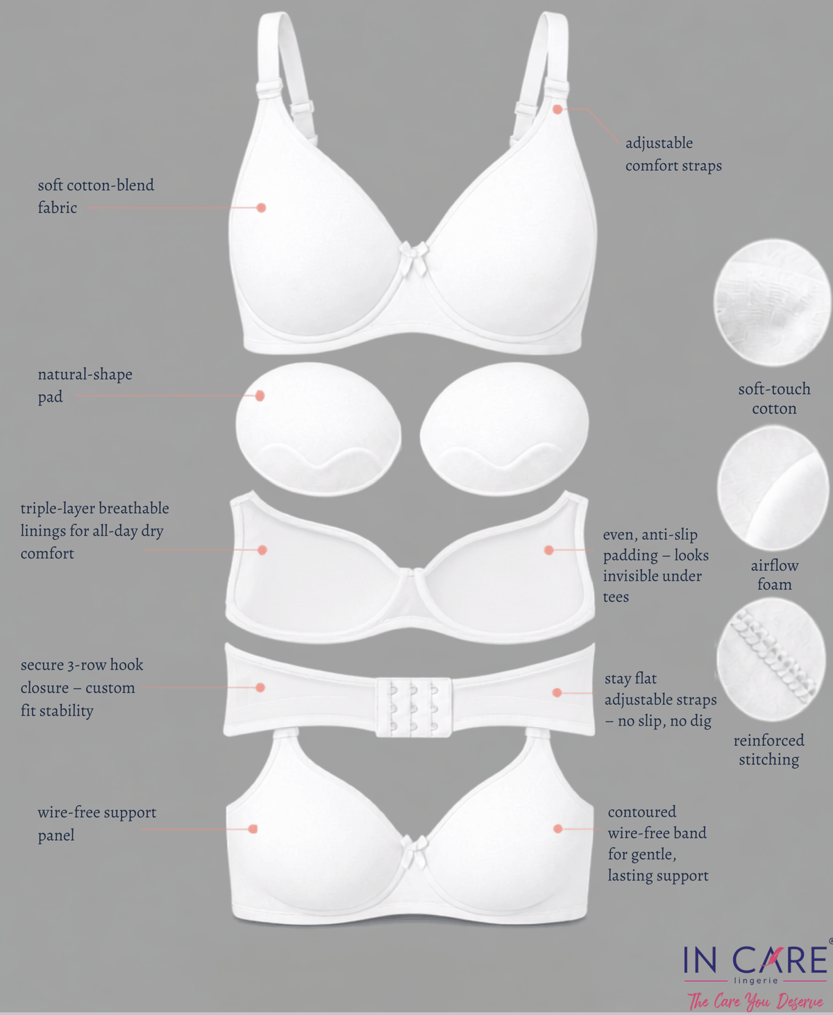 Seamless Padded T-Shirt Bra - C Cup in Skin, Black & White