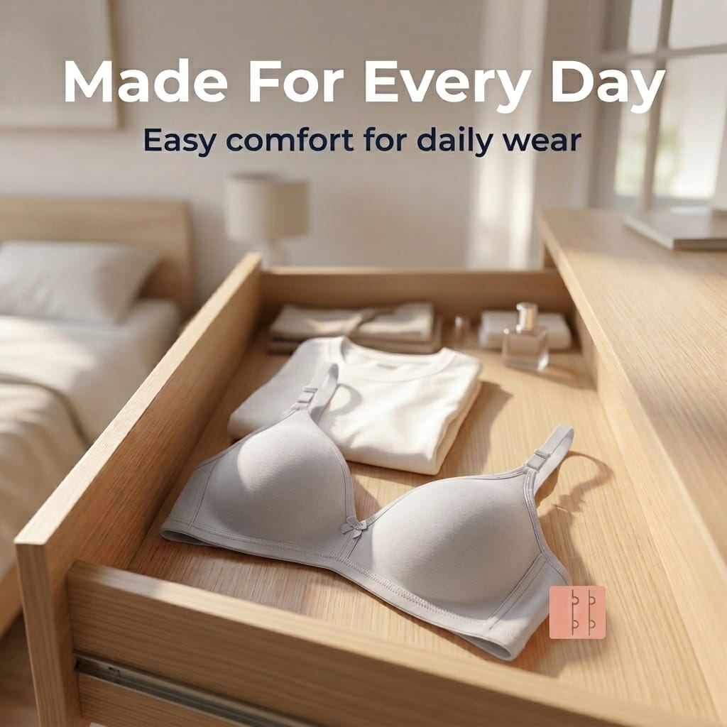 Half Coverage Non-Padded T-Shirt Bra | Deep Neck Seamless B Cup | In Care