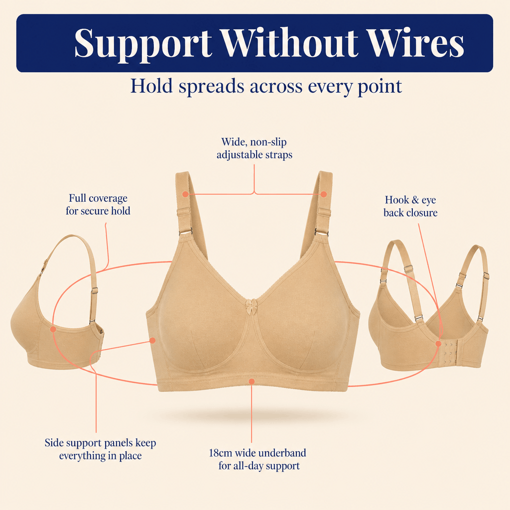 Plus Size Full Coverage Non-Padded Bra -E Cup (36E-46E)