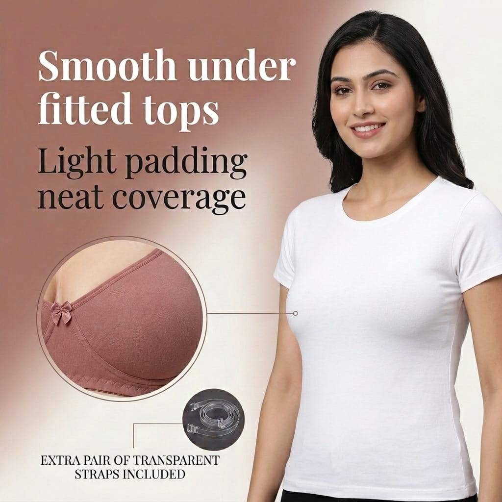 Medium Coverage Non-Padded Bra | Detachable Transparent Straps