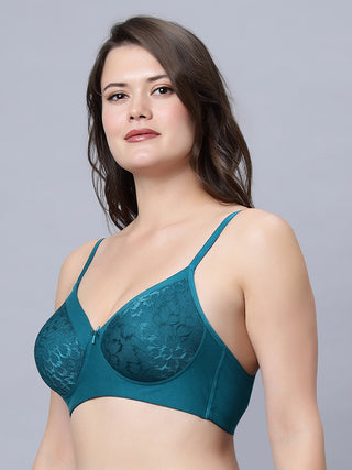 Medium Coverage Padded Lace blue and Rust color Bra (Pack of 2)