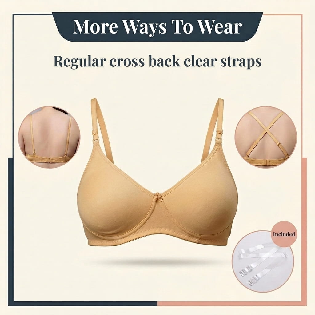 Medium Coverage Non-Padded Bra | Detachable Transparent Straps