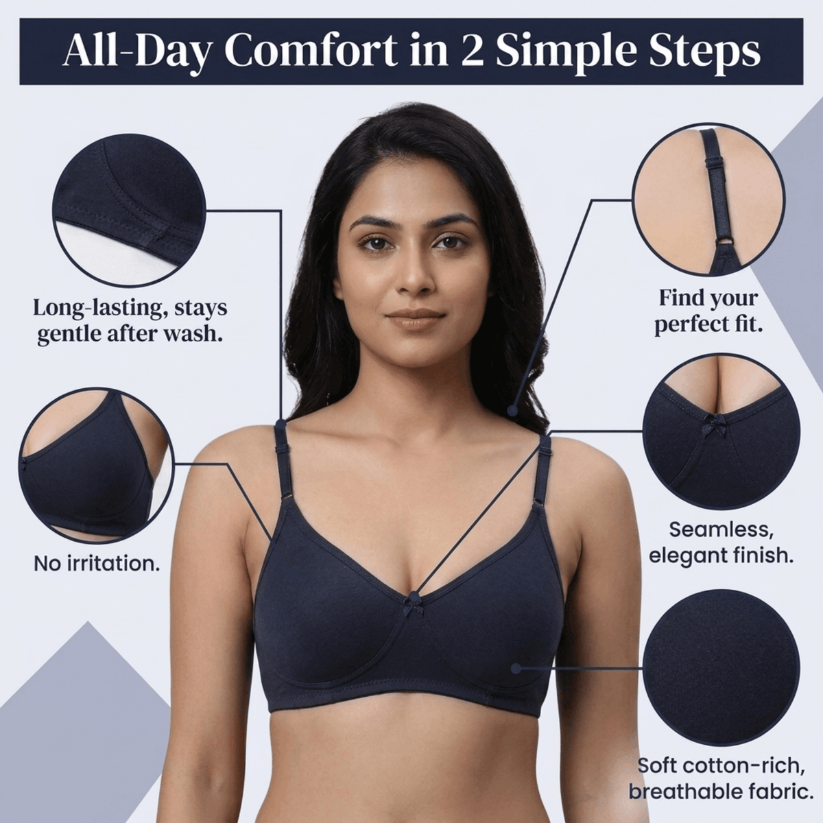 Non-Padded Full Coverage Bra for Women – Wire Free, Moulded Cups (Soha)