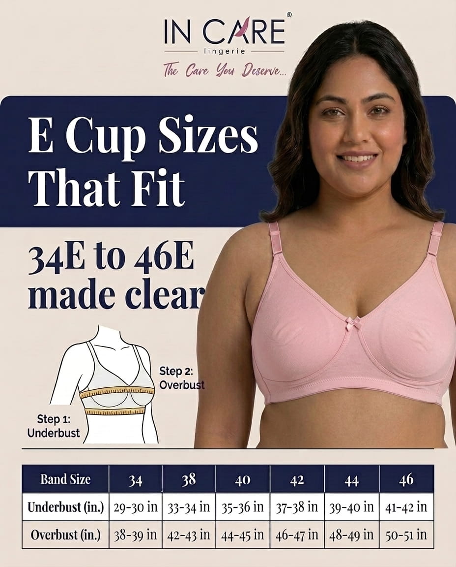Plus Size Full Coverage Non-Padded Bra -E Cup (36E-46E)