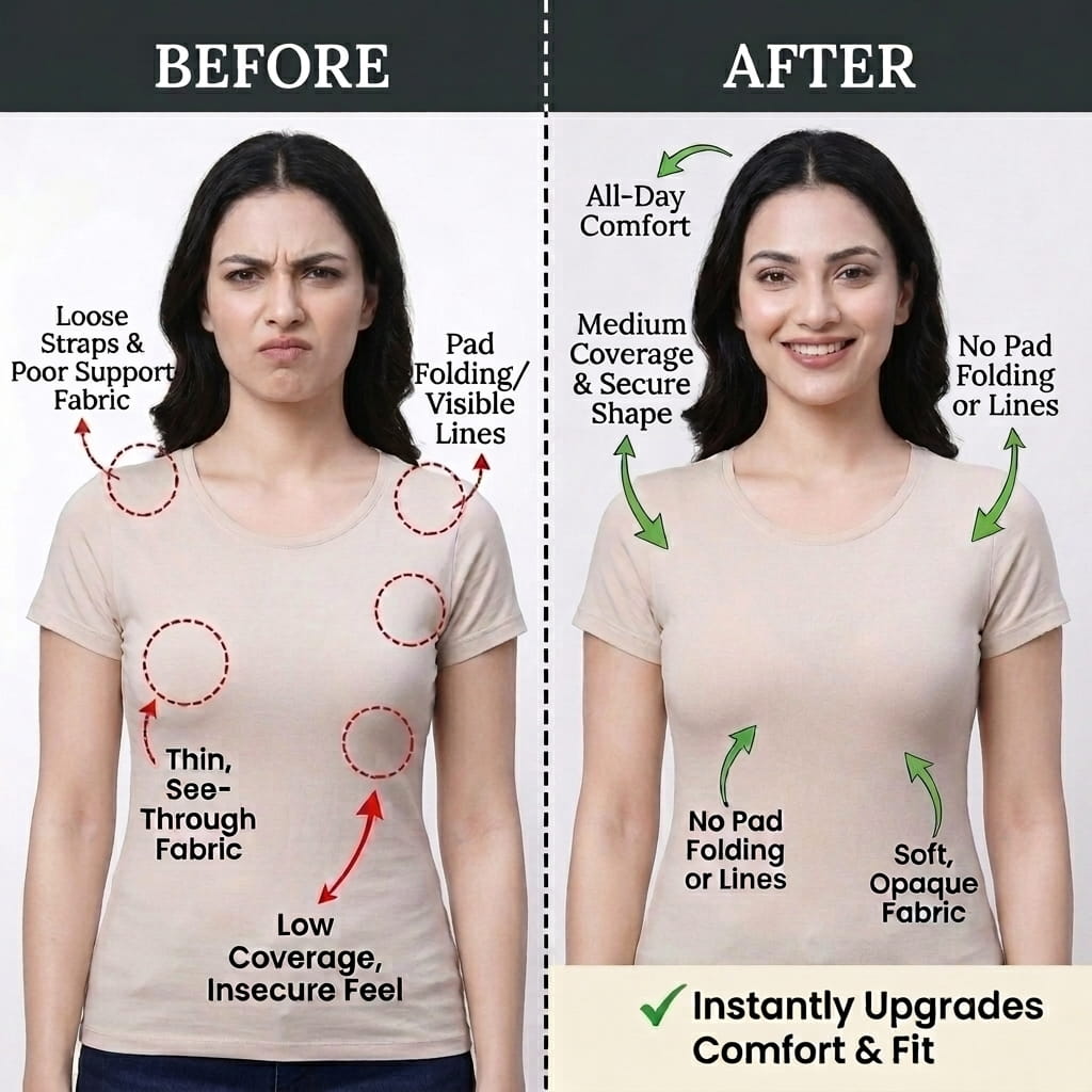 Padded Bra with Detachable Straps - Medium Coverage, B Cup