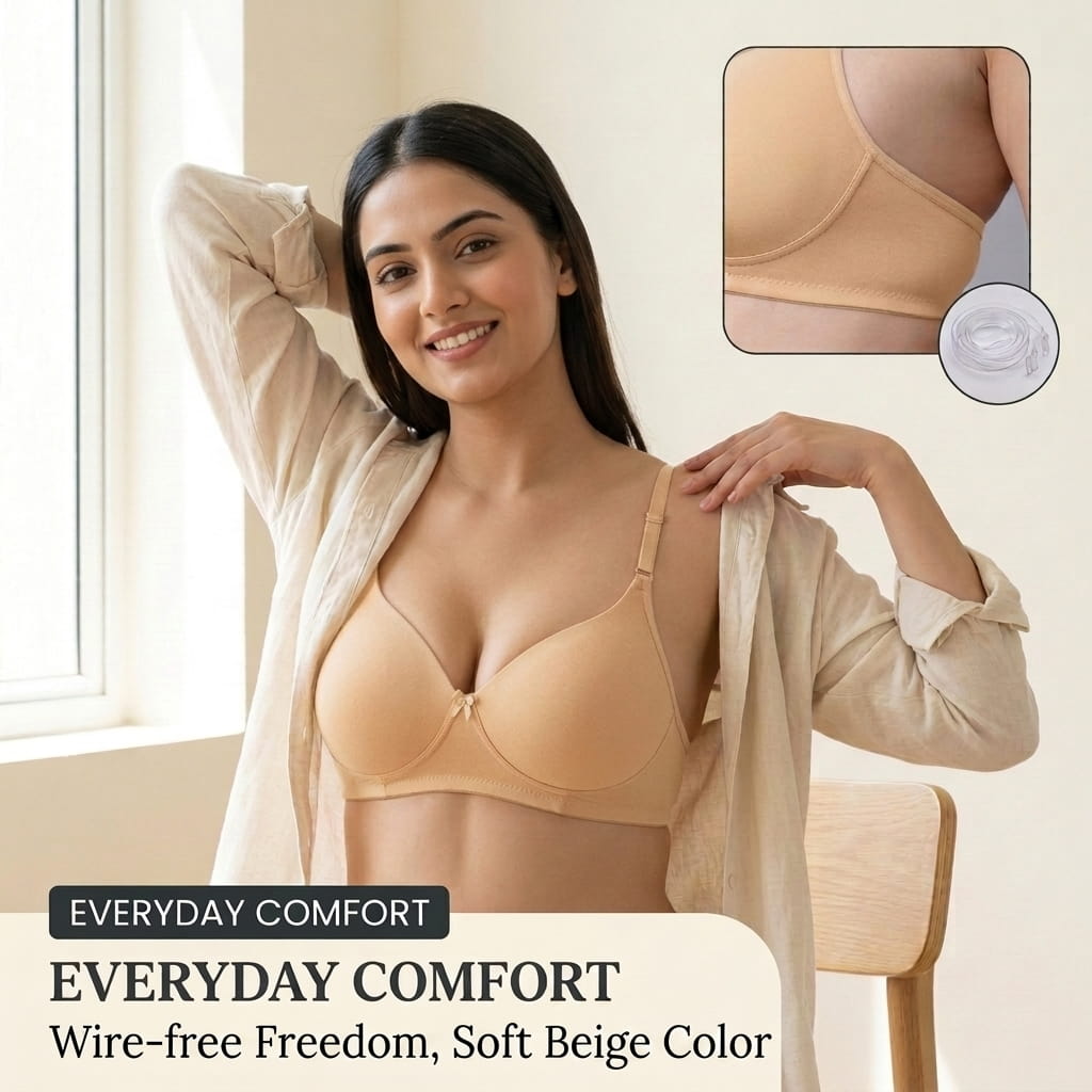 Padded Bra with Detachable Straps - Medium Coverage, B Cup