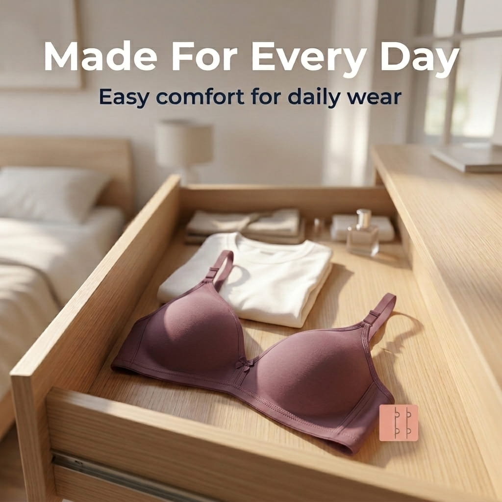 Half Coverage Non-Padded T-Shirt Bra | Deep Neck Seamless B Cup | In Care