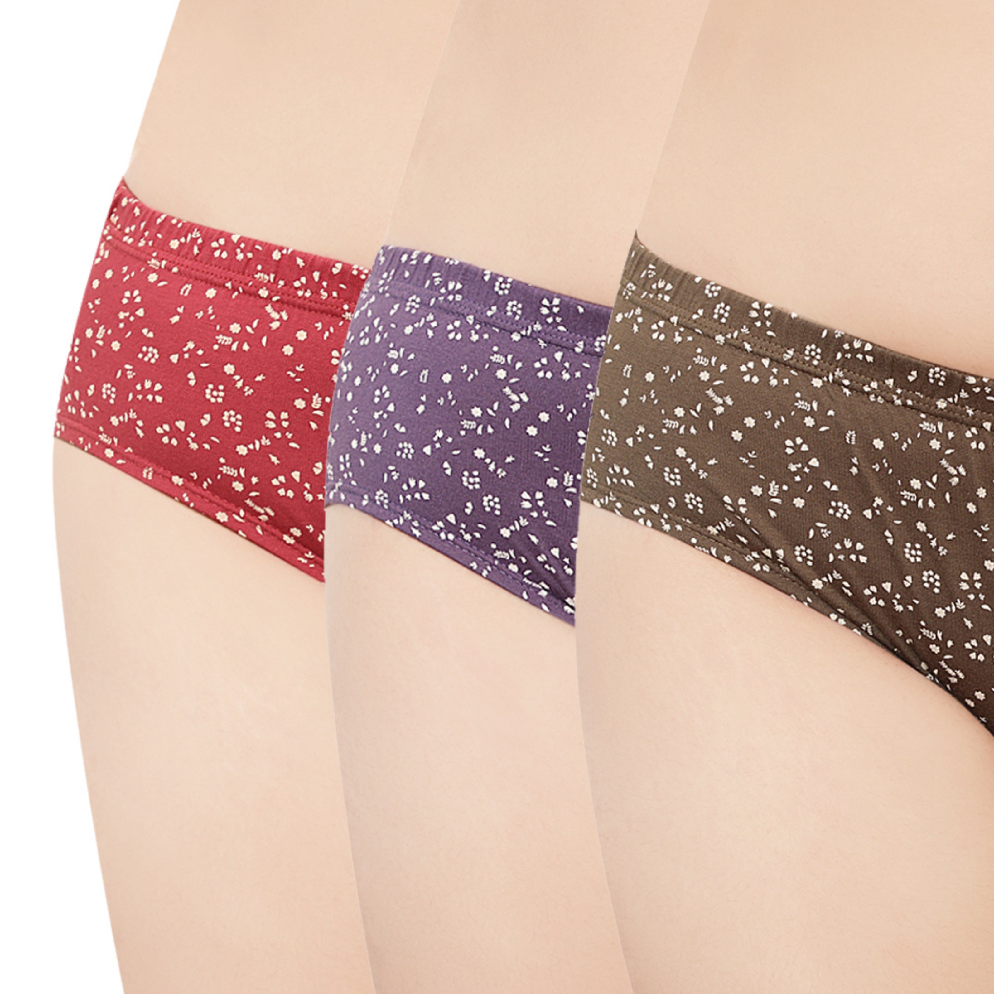 In Care Pack of 3 Printed Mid Rise Inner Elastic Hipster Panties (ICIN-113)