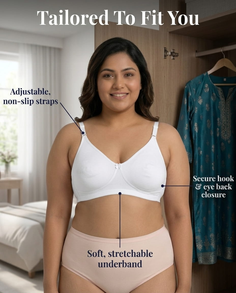 Plus Size Full Coverage Non-Padded Bra -E Cup (36E-46E)