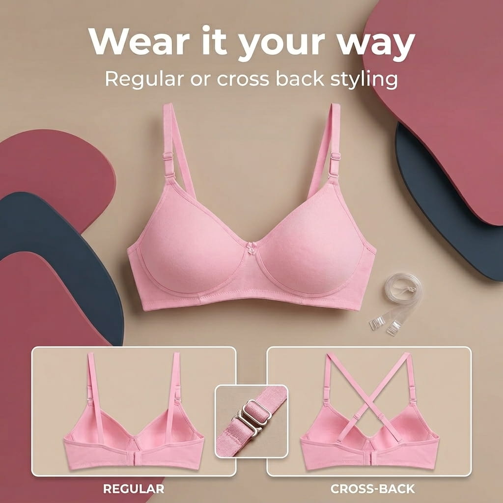 Medium Coverage Non-Padded Bra | Detachable Transparent Straps