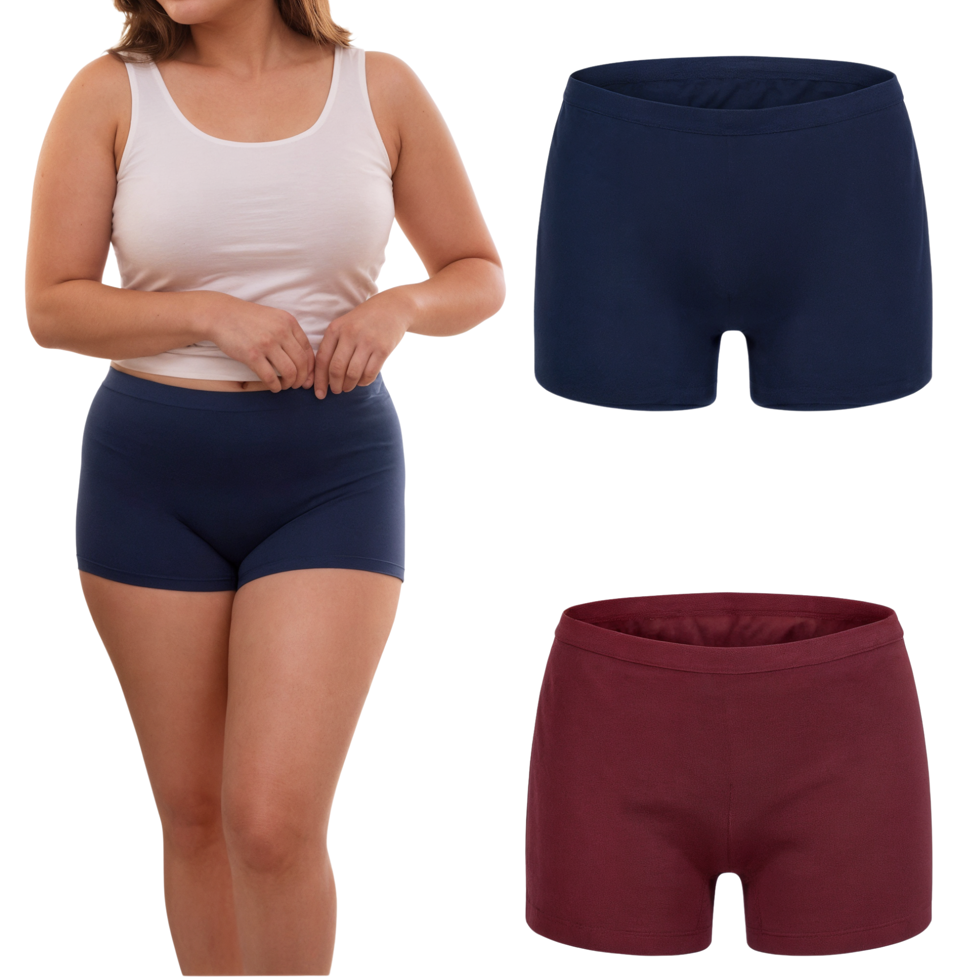 Cotton Blend Boyshorts with Outer Elastic - Pack of 2