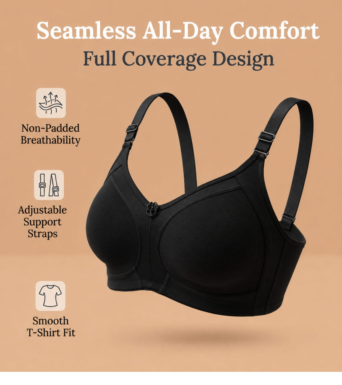 Smooth Full Coverage Non-Padded T-Shirt Bra - AlplSpaceX, C Cup