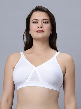 Full Coverage Non Padded Red and White color T shirt bra (Pack of 2)