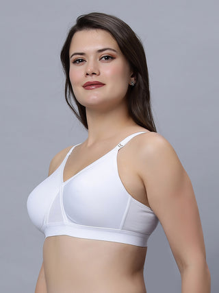 Full Coverage Non Padded Red and White color T shirt bra (Pack of 2)