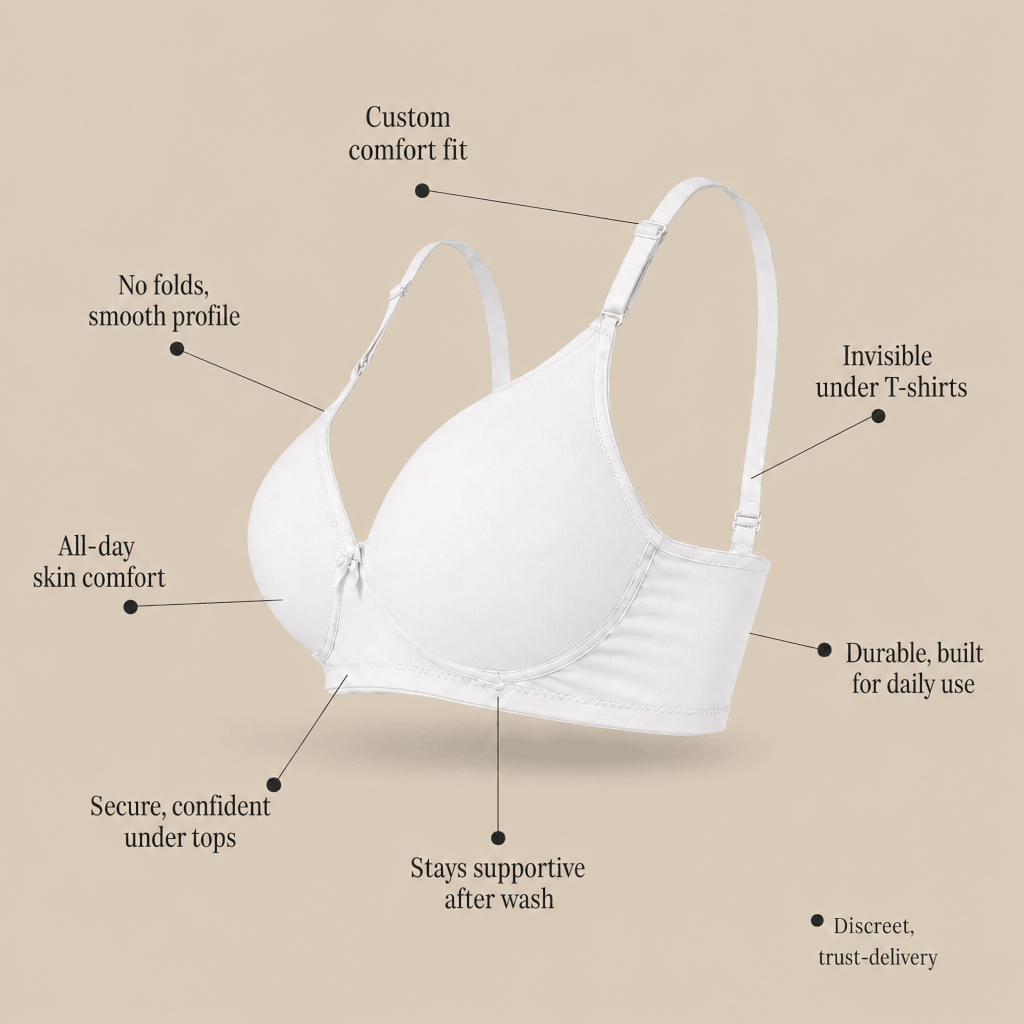 Padded Bra with Detachable Straps - Medium Coverage, B Cup