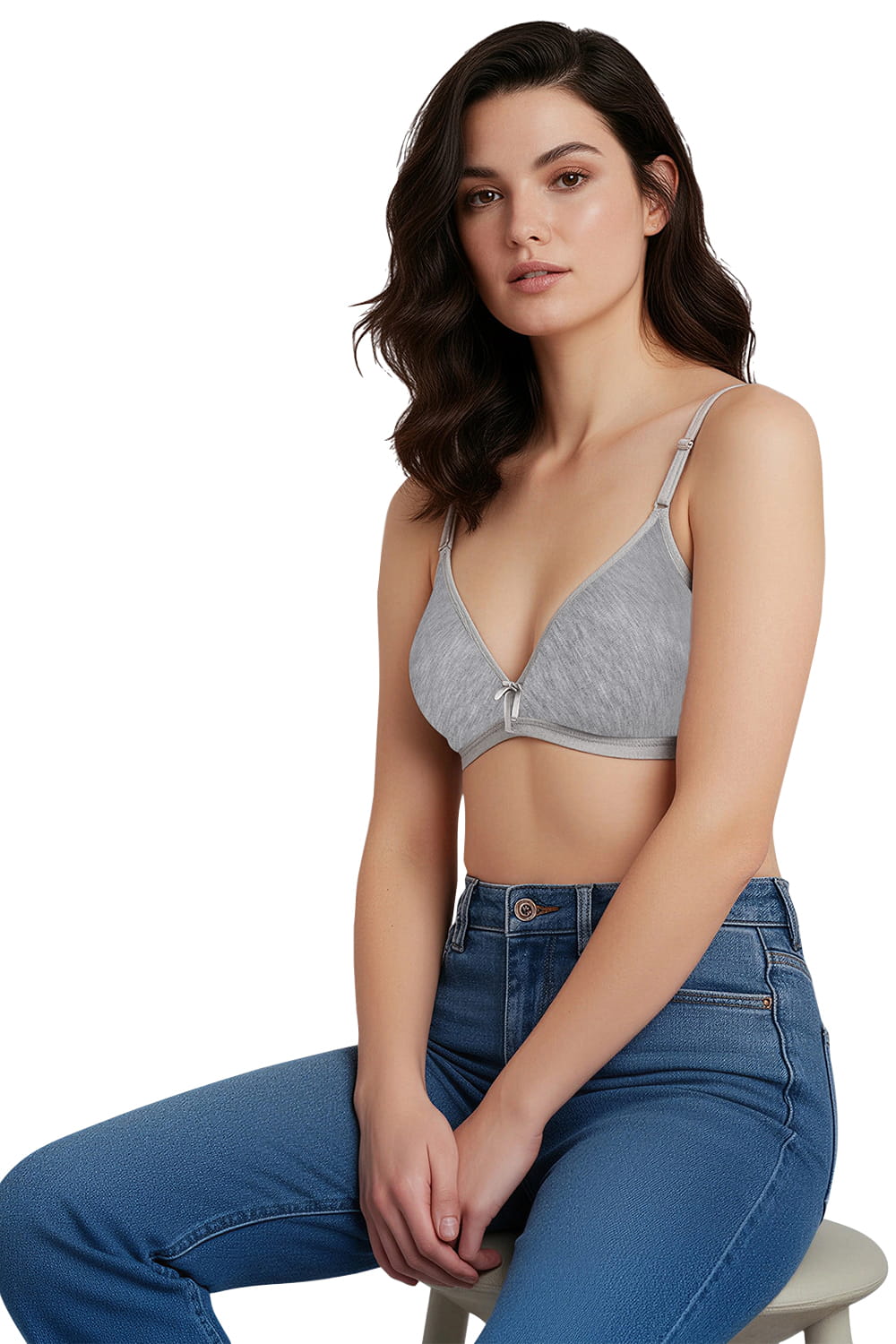 Half Coverage Non-Padded T-Shirt Bra | Deep Neck Seamless B Cup | In Care