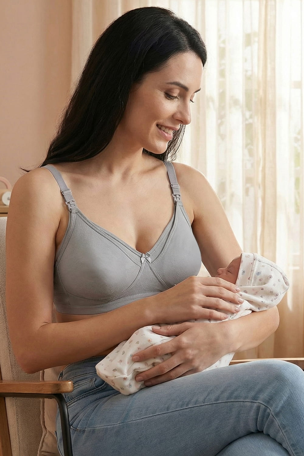 Non-Padded Non-Wired Maternity Nursing Bra - Zoey, D Cup