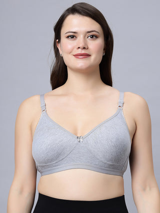 Full Coverage Non-Padded T-Shirt Bra White Grey color  (Pack of 2)
