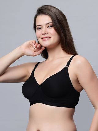 Full Coverage Non-Padded T-Shirt Bra Black White  color  (Pack of 2) (Copy)