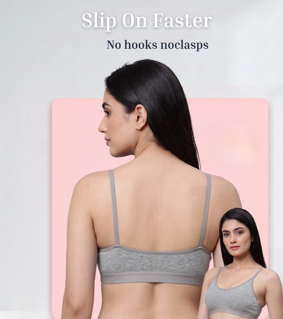 In Care Slip On Sports Bra – Non Padded Wire Free Cotton Bralette for Women