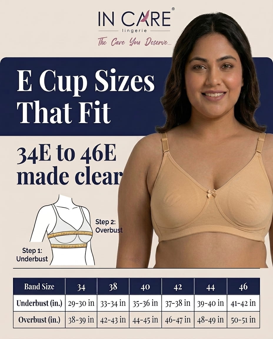 Plus Size Full Coverage Non-Padded Bra -E Cup (36E-46E)