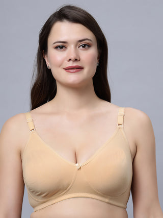 Full Coverage Non-Padded Skin and White Color Bra (Pack of 2)