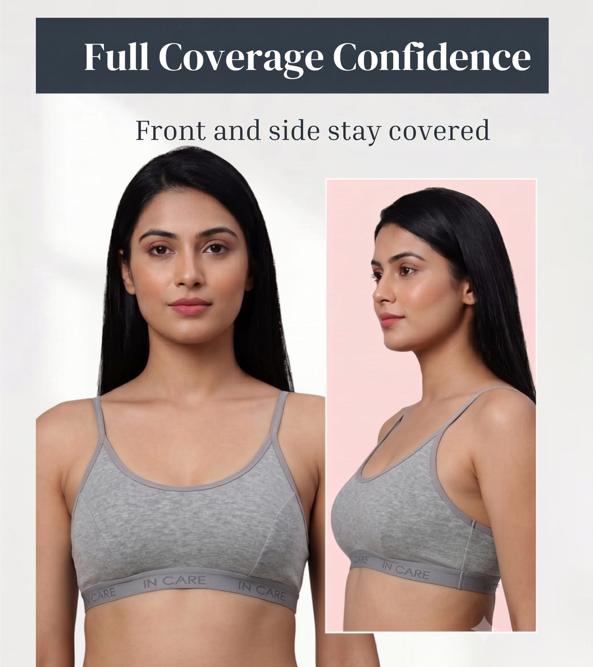 In Care Slip On Sports Bra – Non Padded Wire Free Cotton Bralette for Women