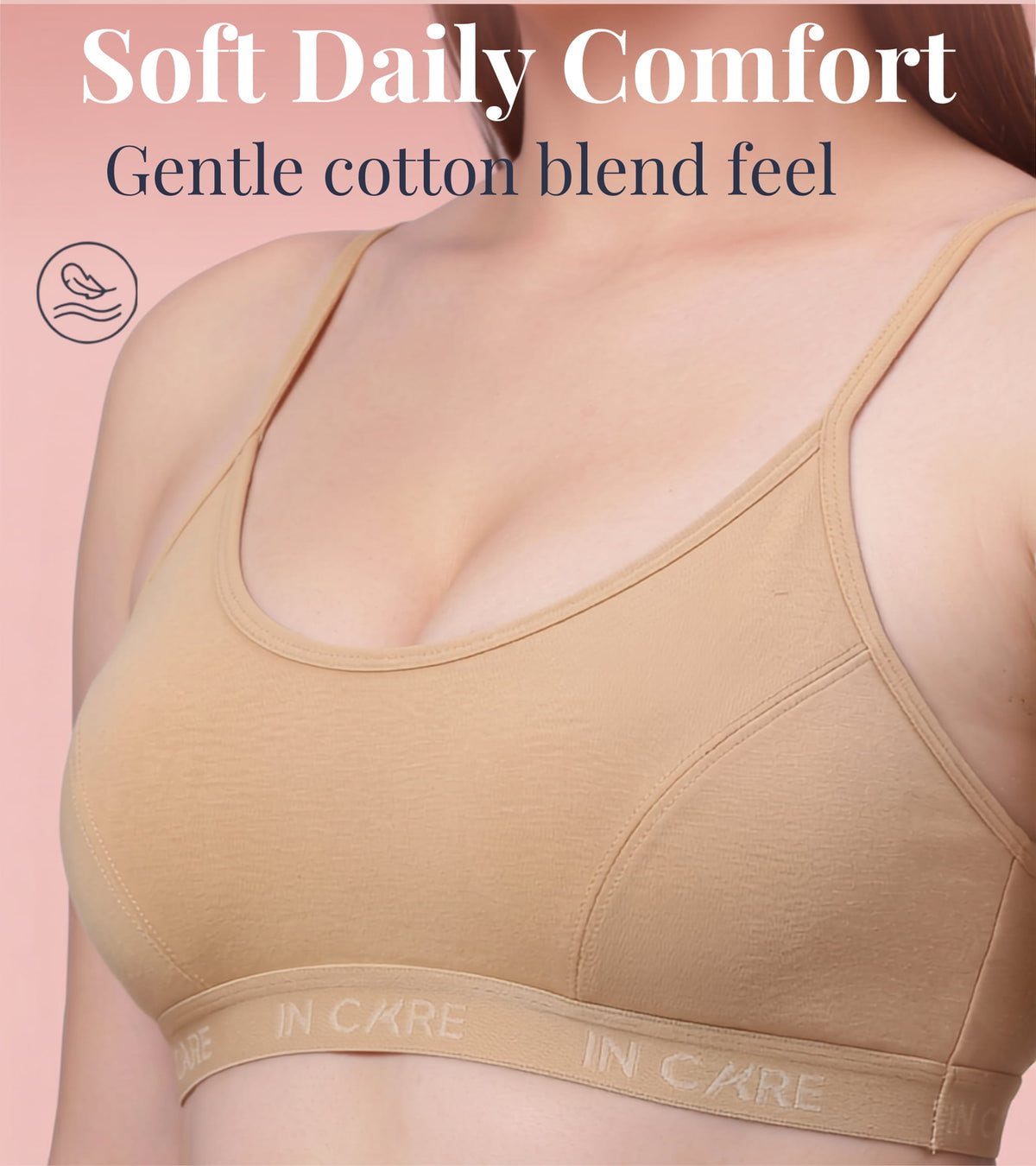 In Care Slip On Sports Bra – Non Padded Wire Free Cotton Bralette for Women