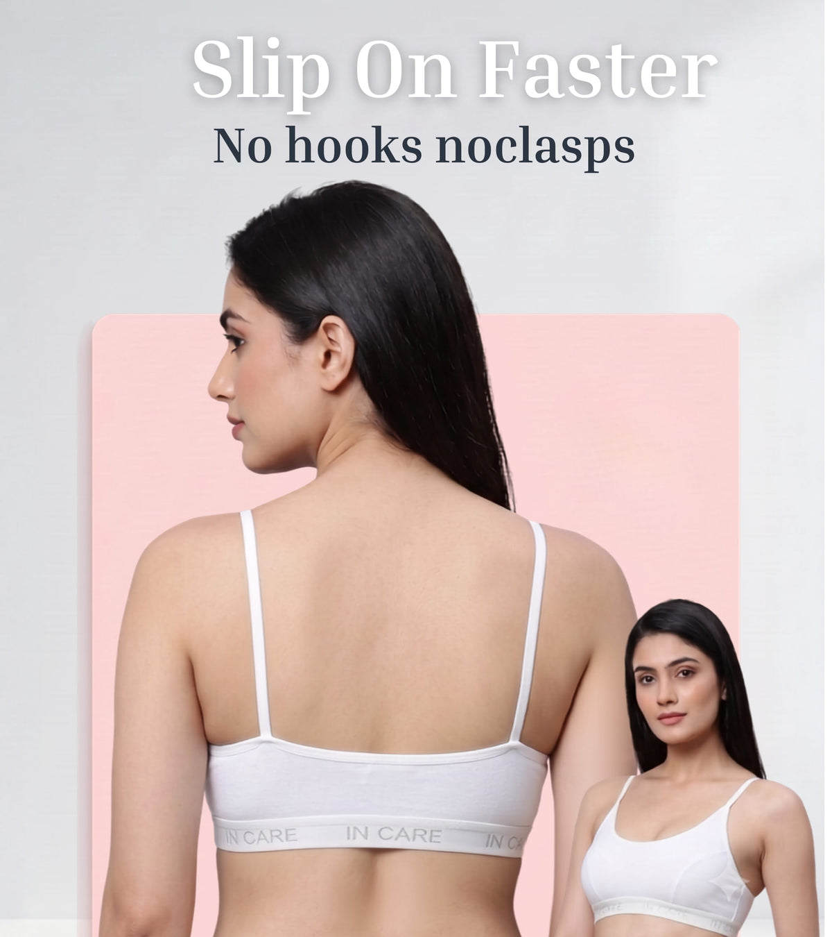 In Care Slip On Sports Bra – Non Padded Wire Free Cotton Bralette for Women